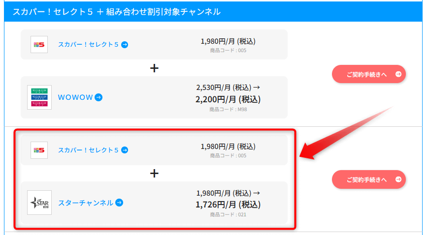 スターチャンネルはスカパーセレクト5・10と組み合わせると安い