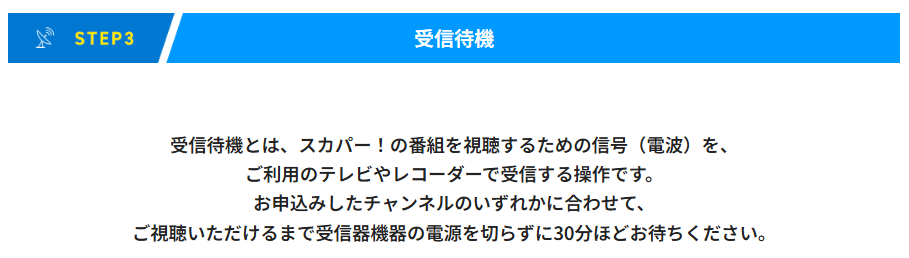 契約したチャンネルで30分ほど待機